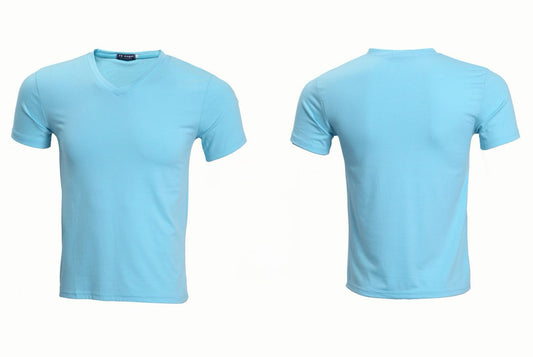 Le T-shirt Col V - Bleu Ciel