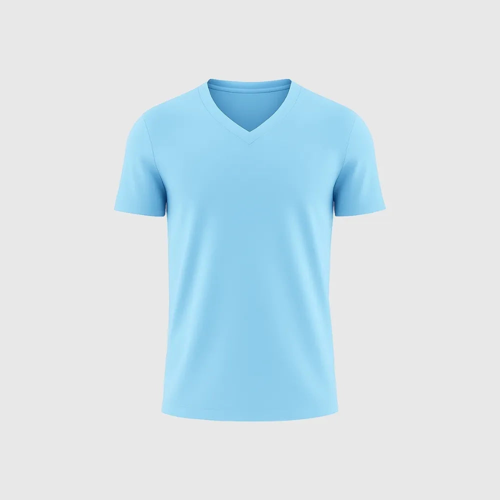 Le T-shirt Col V - Bleu Ciel