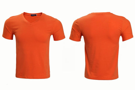 Le T-shirt Col V - Orange